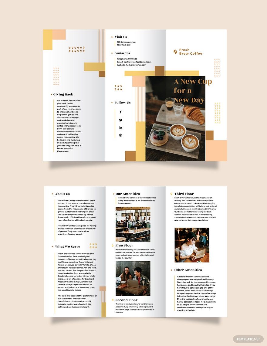 Free Coffee Shop Tri-Fold Brochure Template