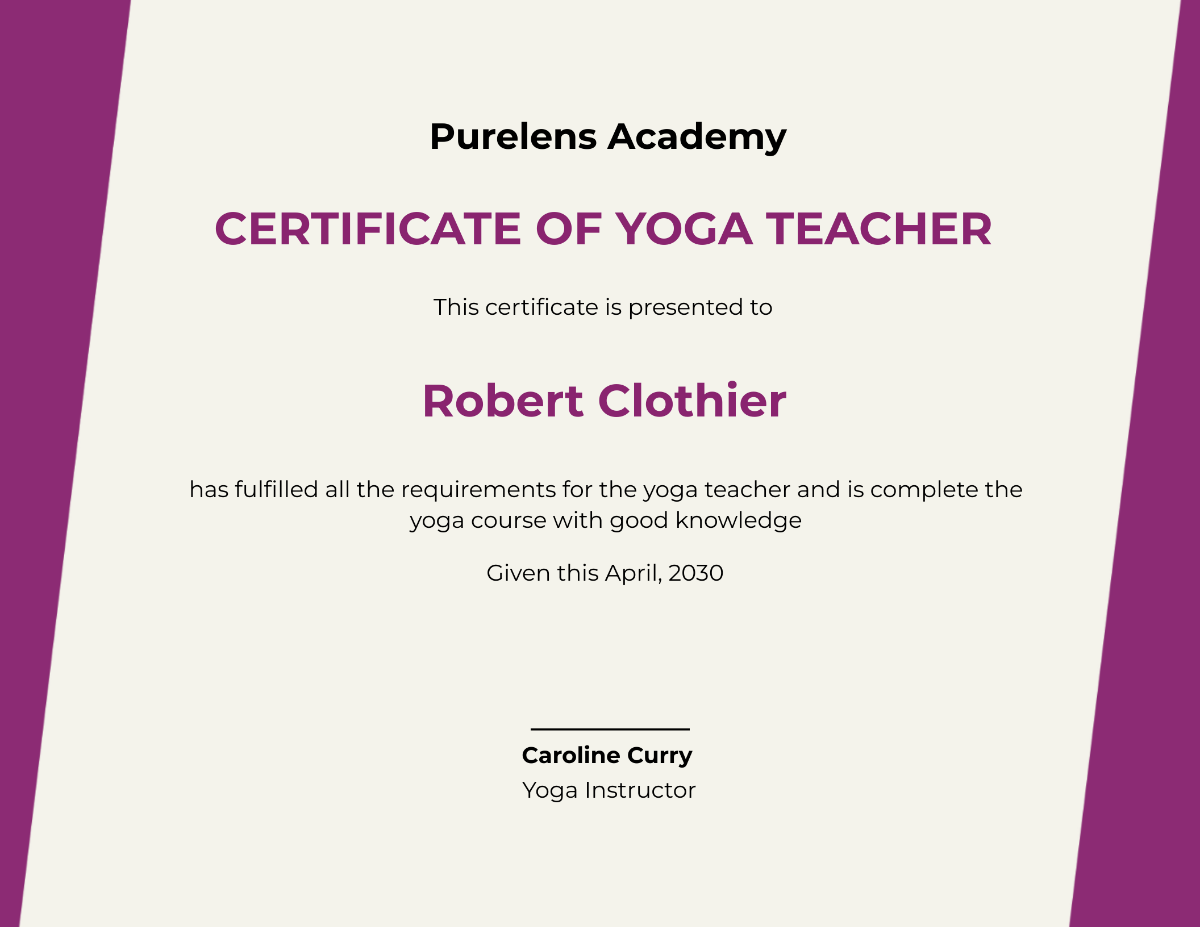 Yoga Teacher Certificate