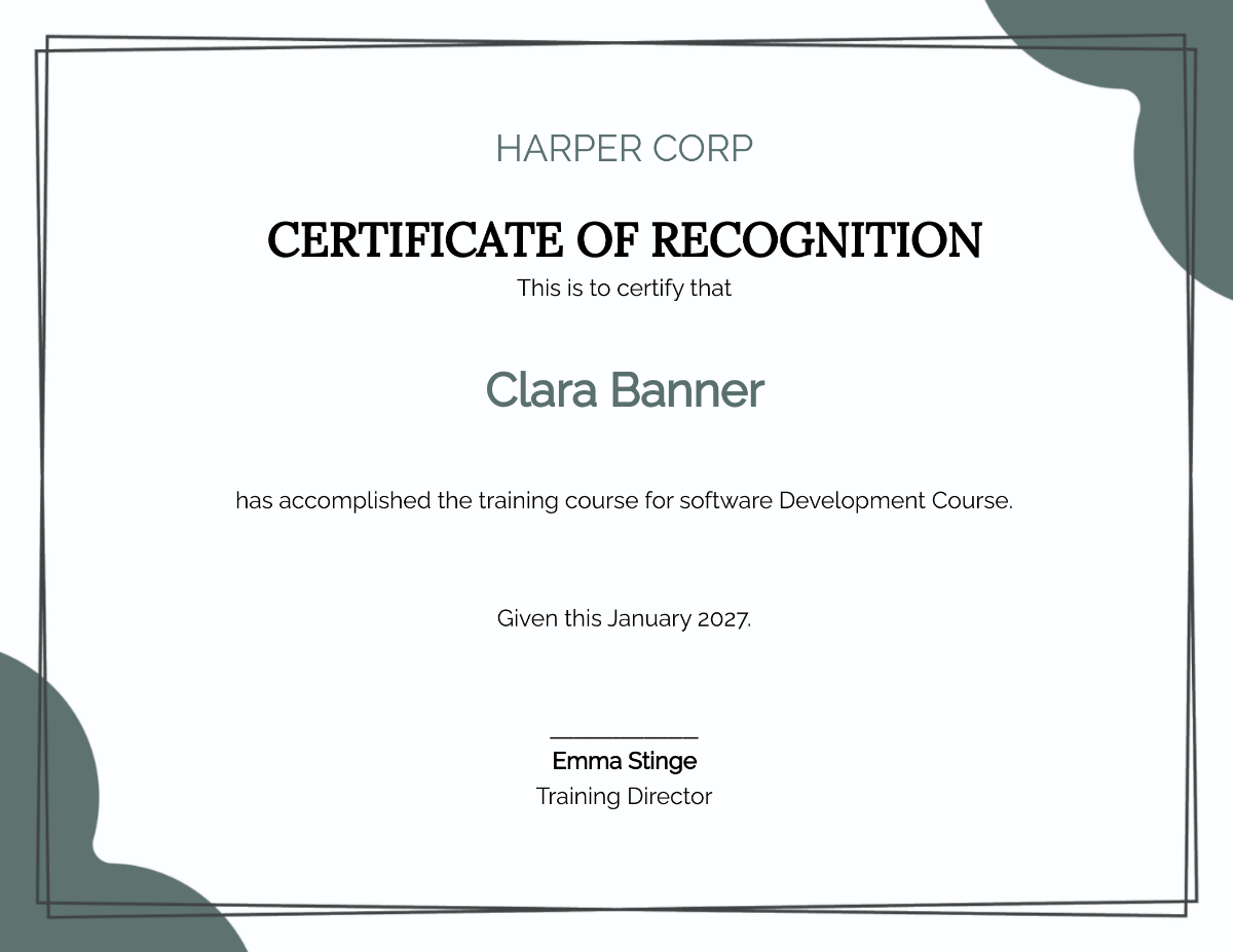 Basic Software Training Certificate Template