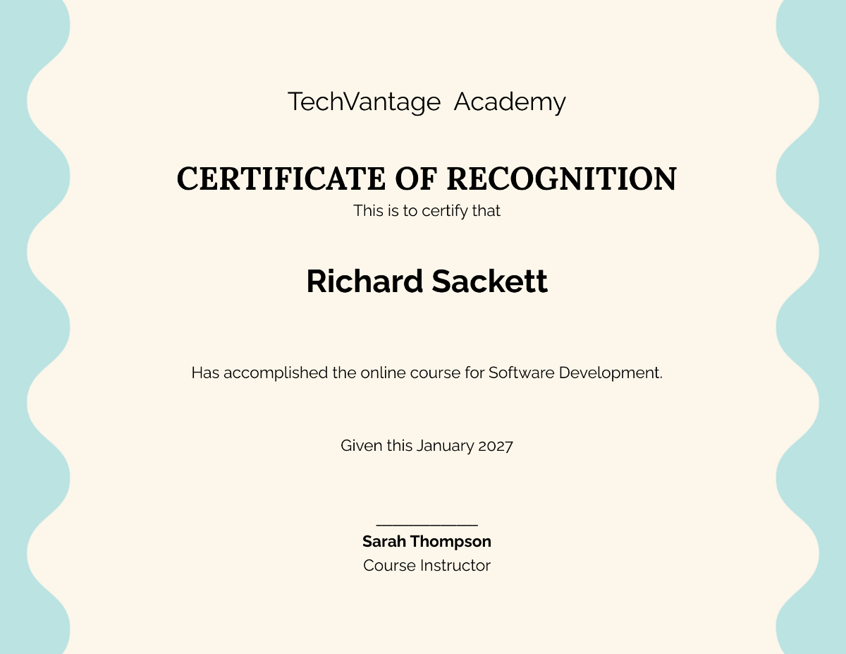 Software Online Training Certificate