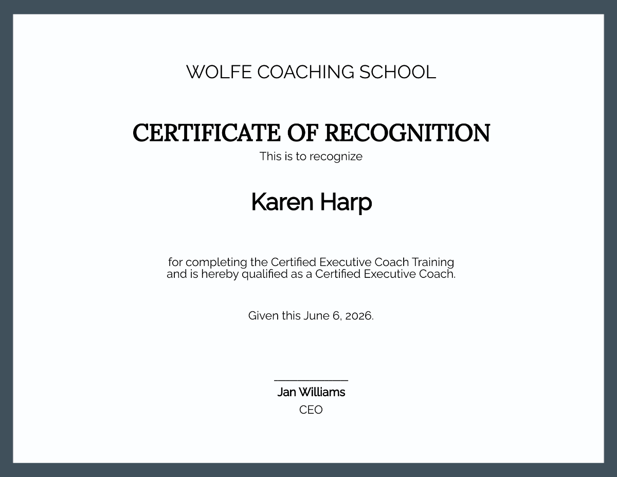 Executive Coaching Certification Template