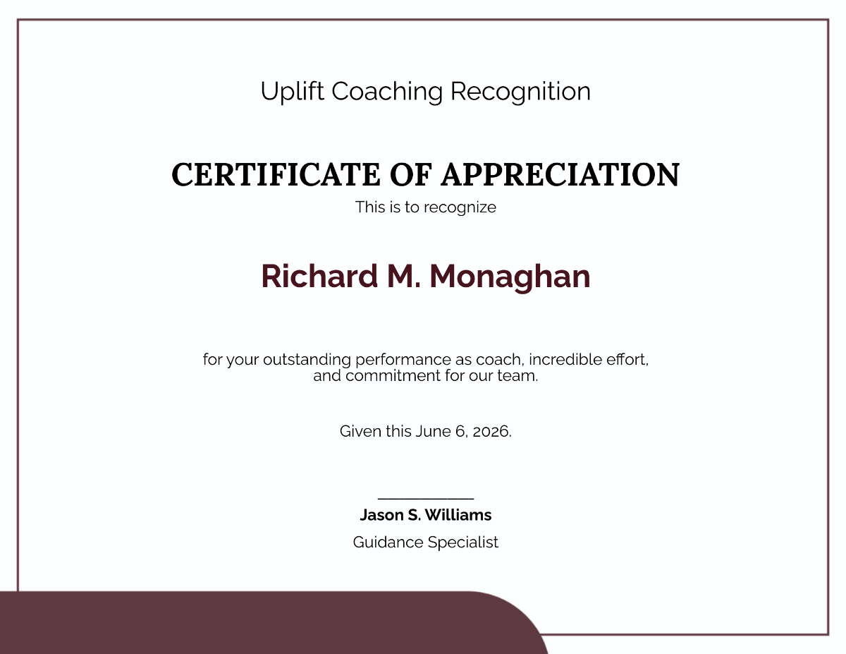 Appreciation Coach Certificate