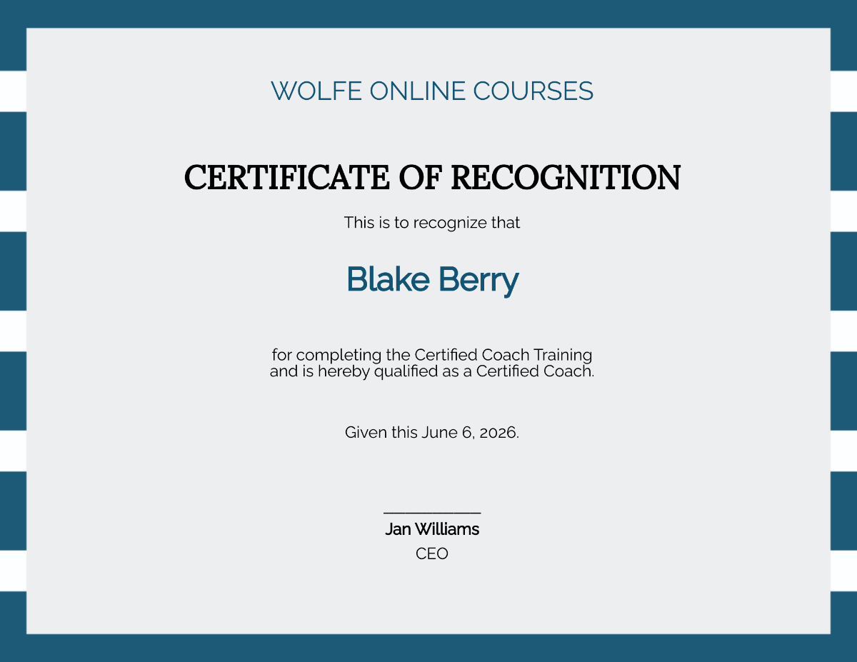 Online Coaching Certification Template