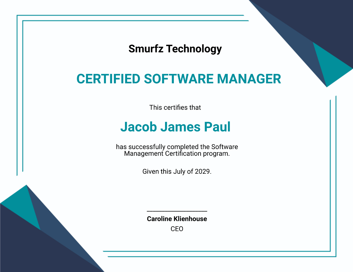 Software Management Certificate