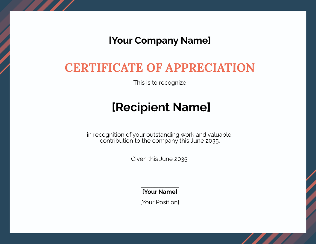 Thank You Appreciation Certificate Template Edit Online And Download Example 6545