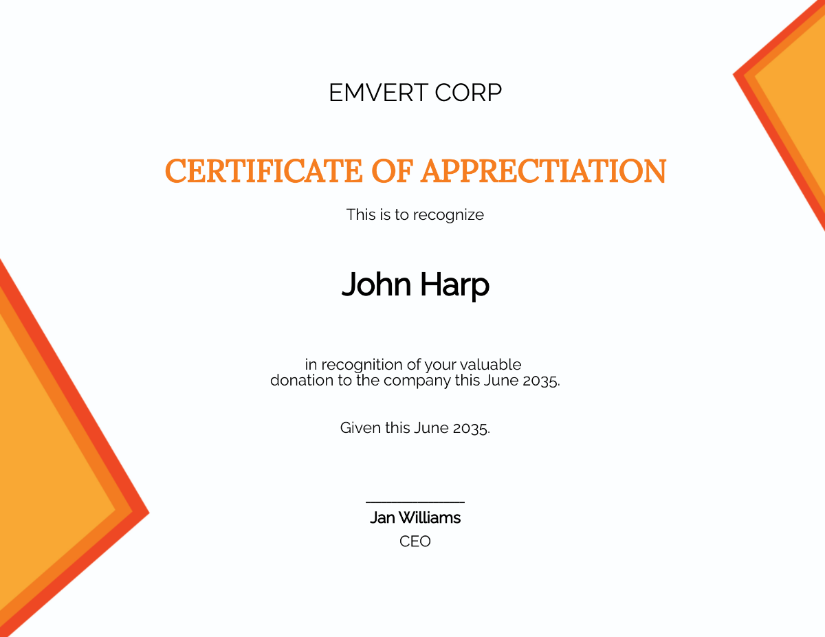 Thank You Donation Certificate Template