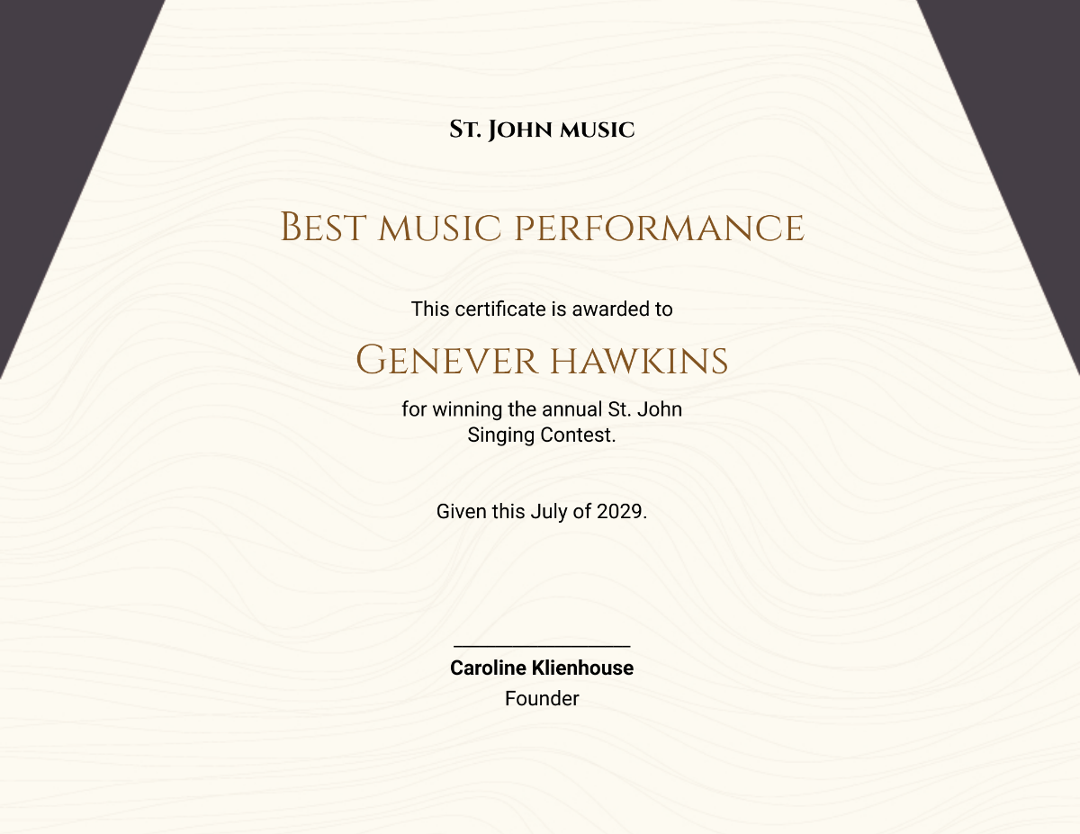 Music Competition Certificate