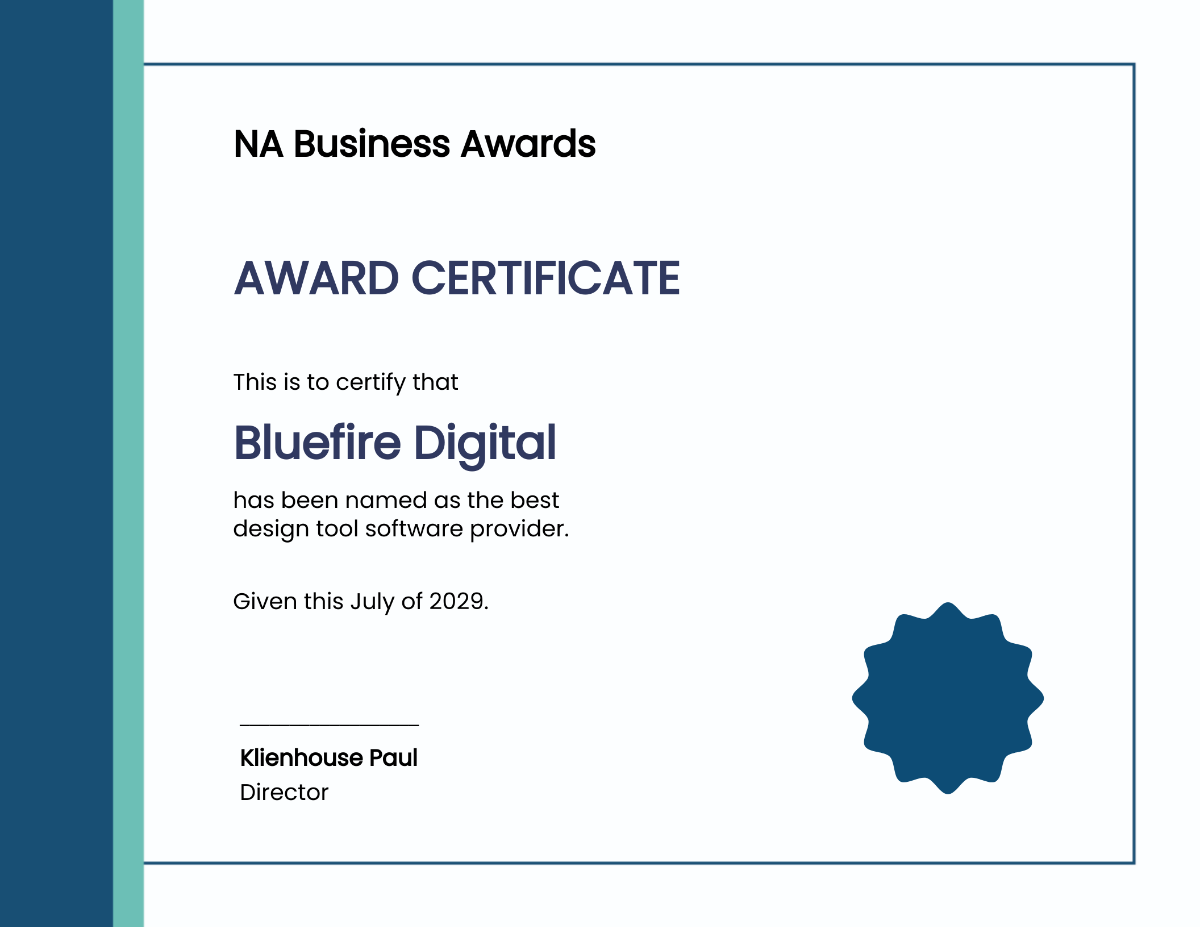 Business Award Certificate Template