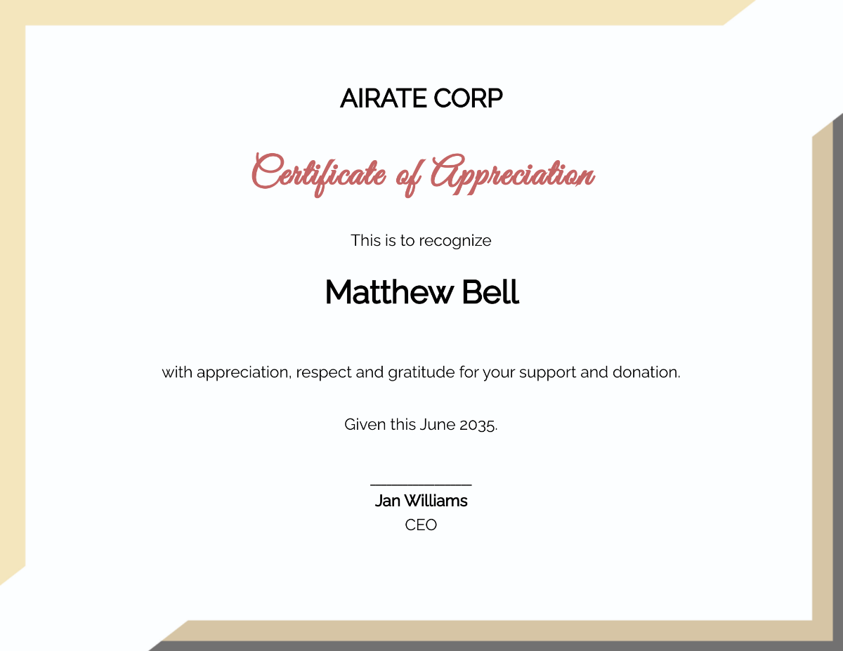 Charity Thank You Certificate Template