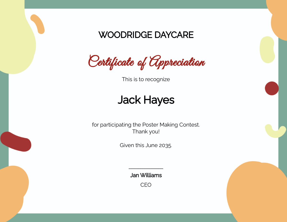 Free Thank You Certificate For Kids Template