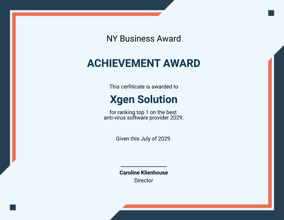 Business Achievement Certificate