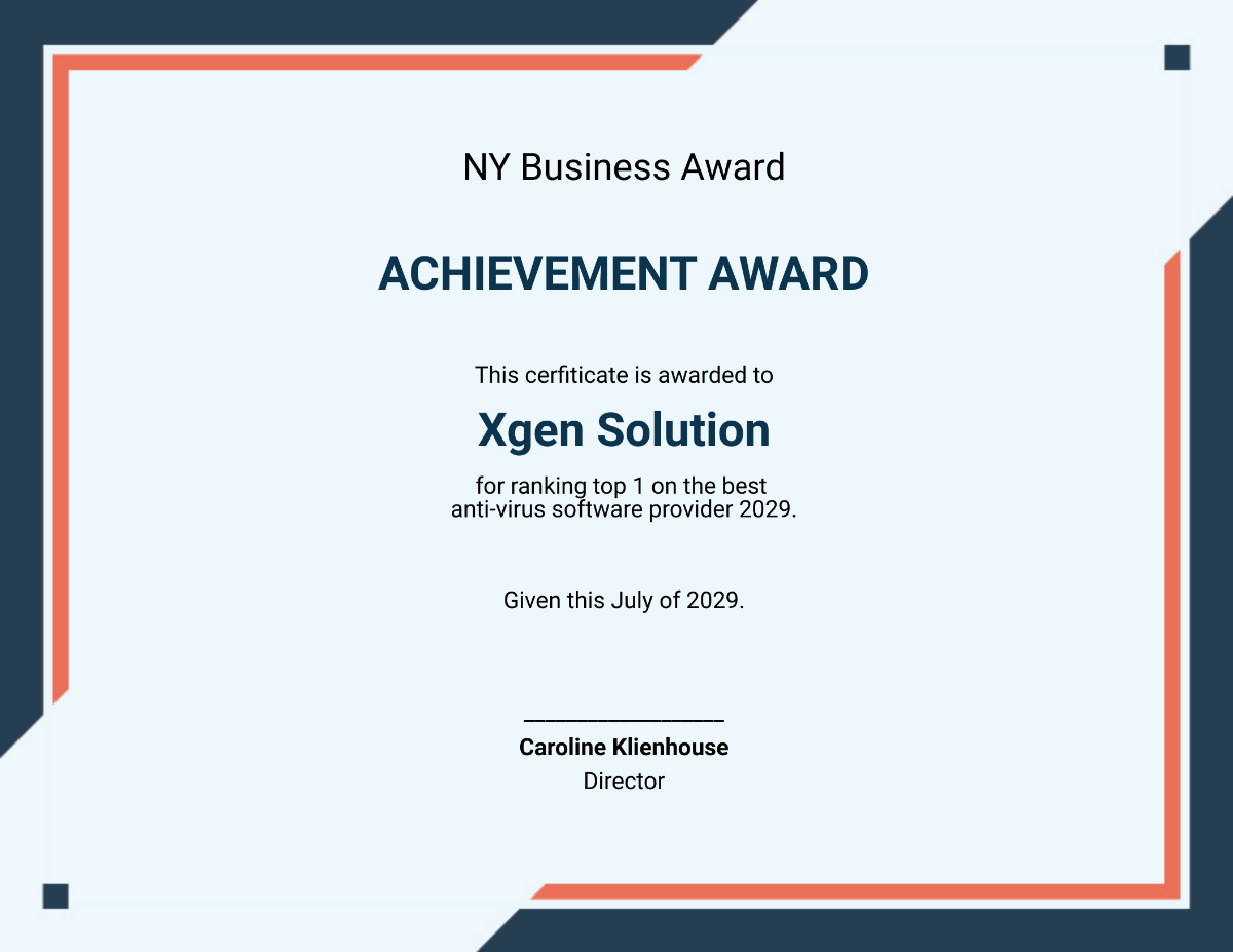Business Achievement Certificate Template