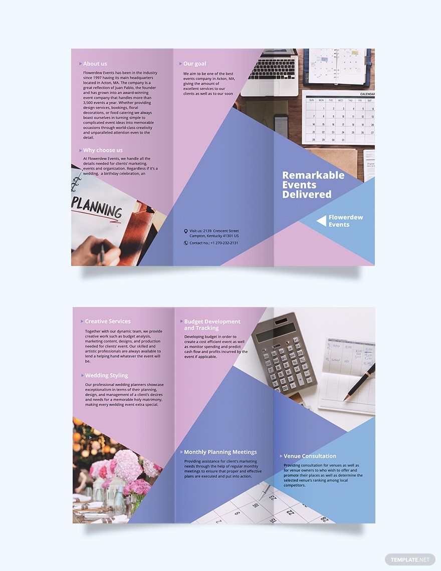 Free Event Planning Tri-Fold Brochure Template