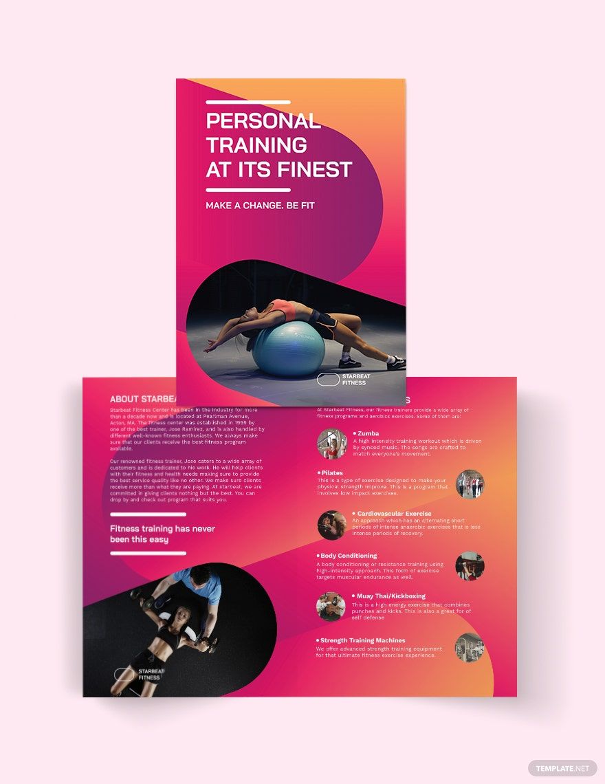 Fitness Trainer Bi-Fold Brochure Template
