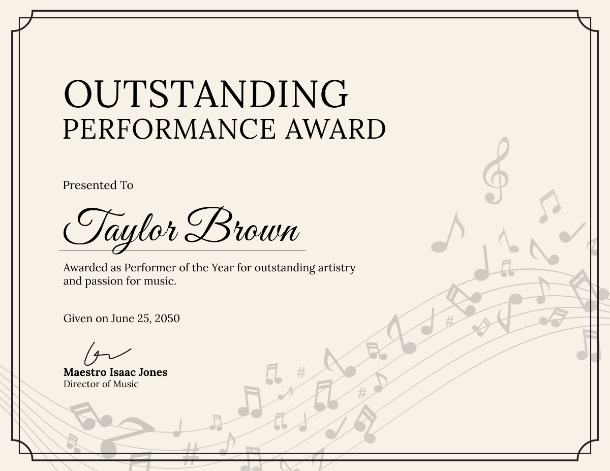 Free Performance Award Certificate Template