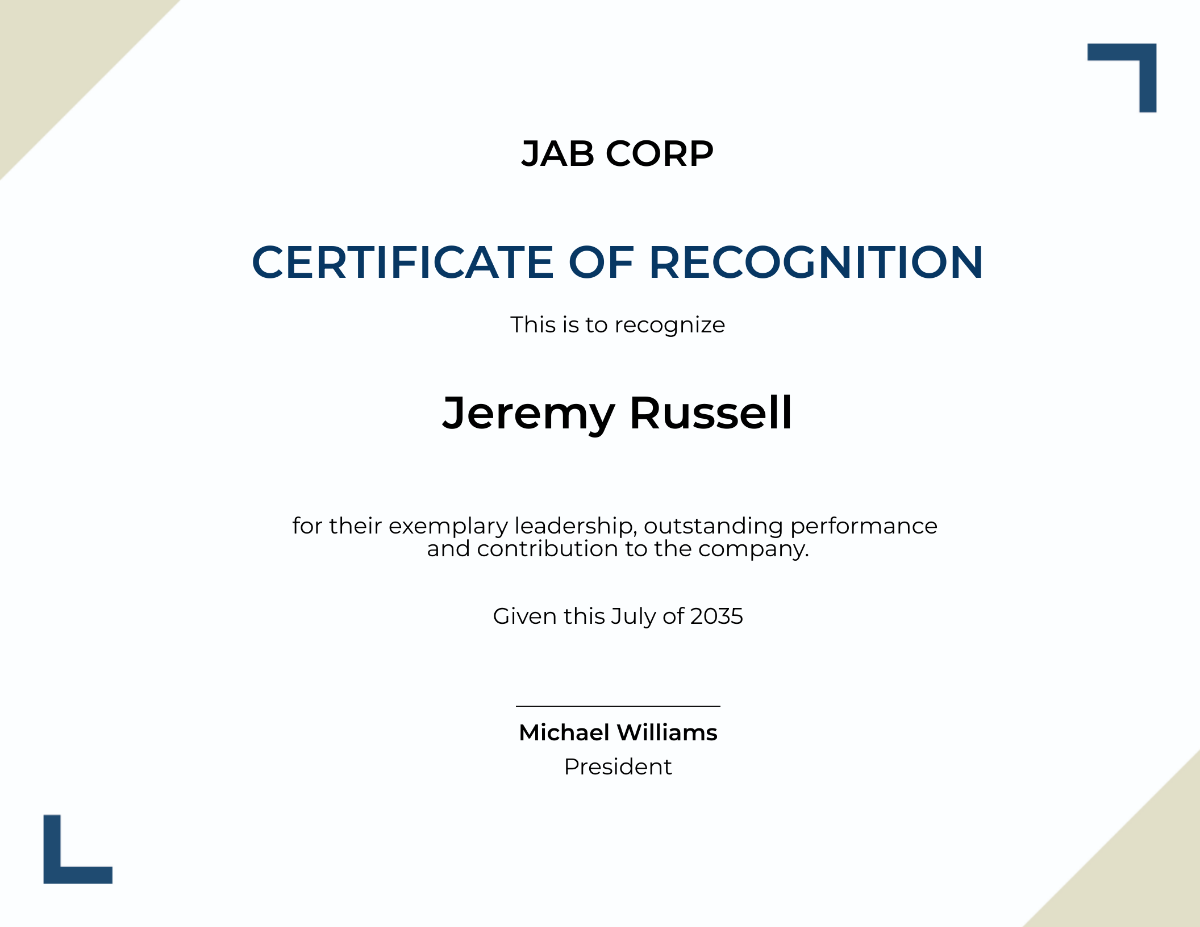 Recognition Leadership Award Certificate Template