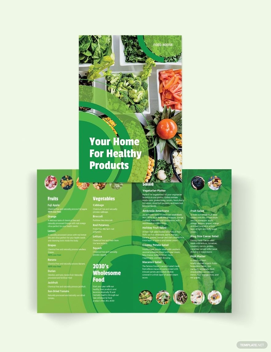 Healthy Food Bi-Fold Brochure Template