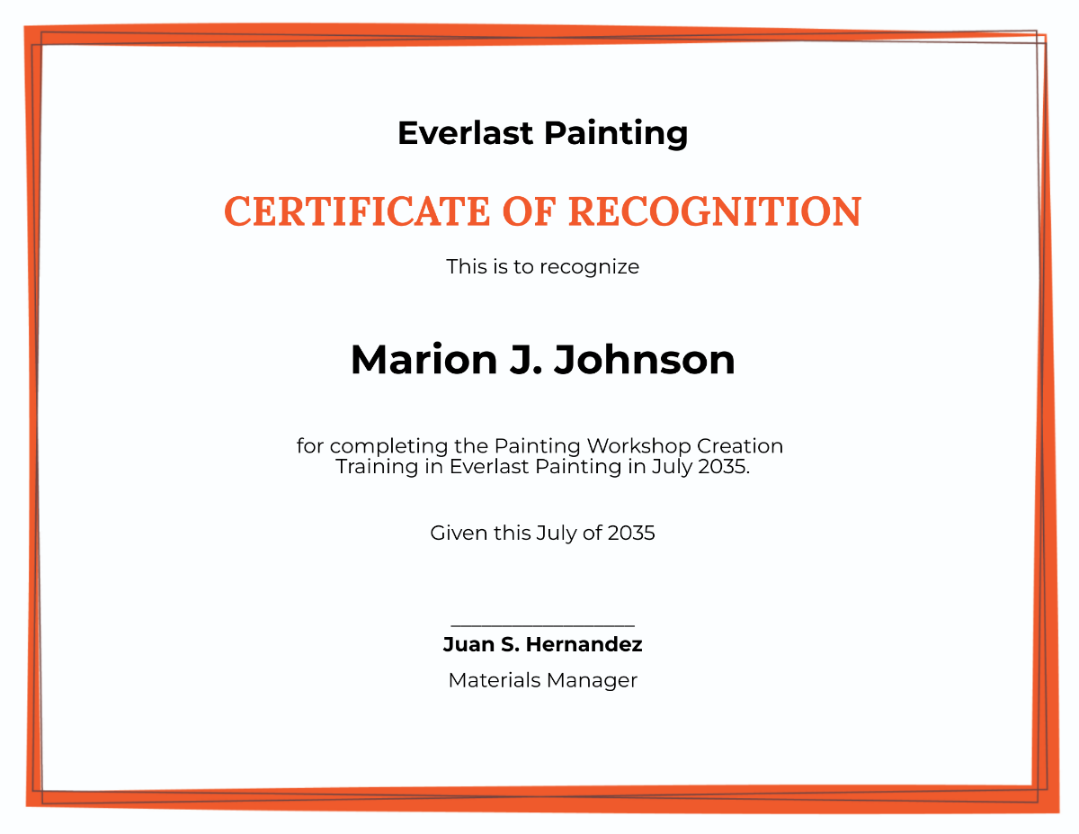Painting Training Certificate