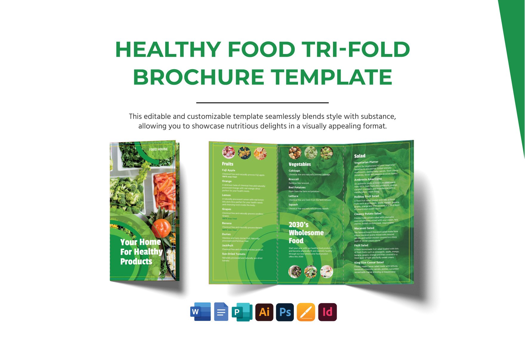 Healthy Food Tri-Fold Brochure Template