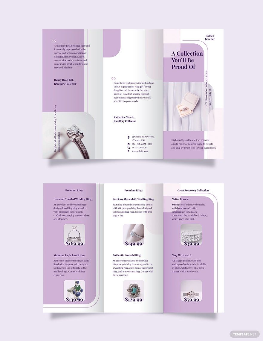 Sample Jewelry Tri-Fold Brochure Template
