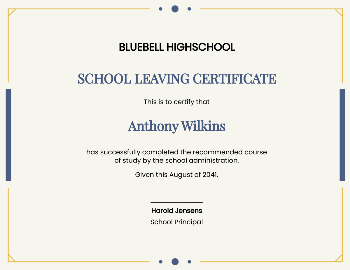 school leaving certificate Template