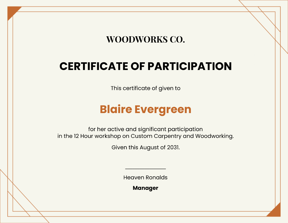 Workshop Participation Certificate