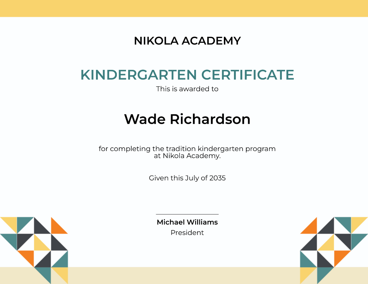 Graduation Kindergarten Certificate Template