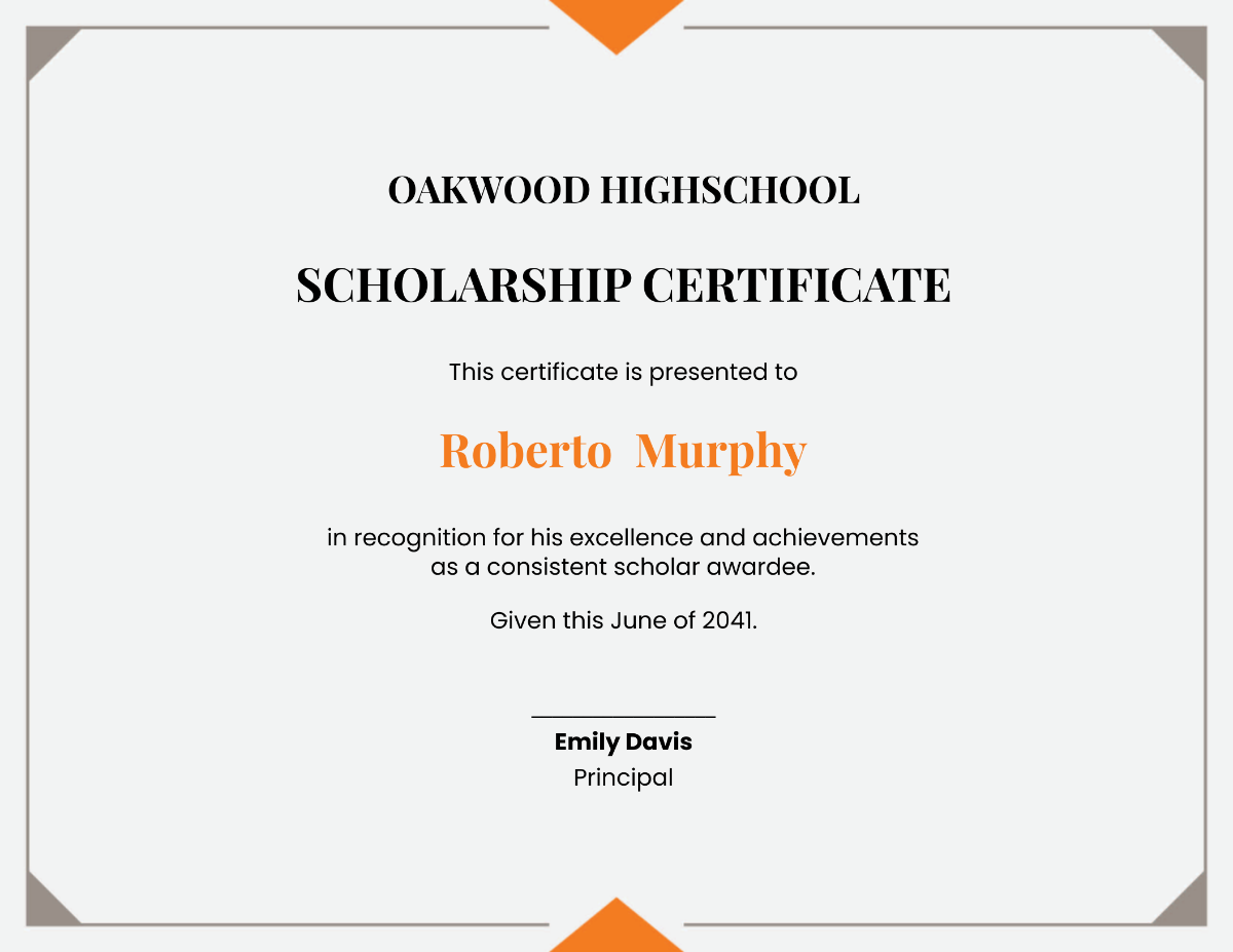 School Scholarship Certificate