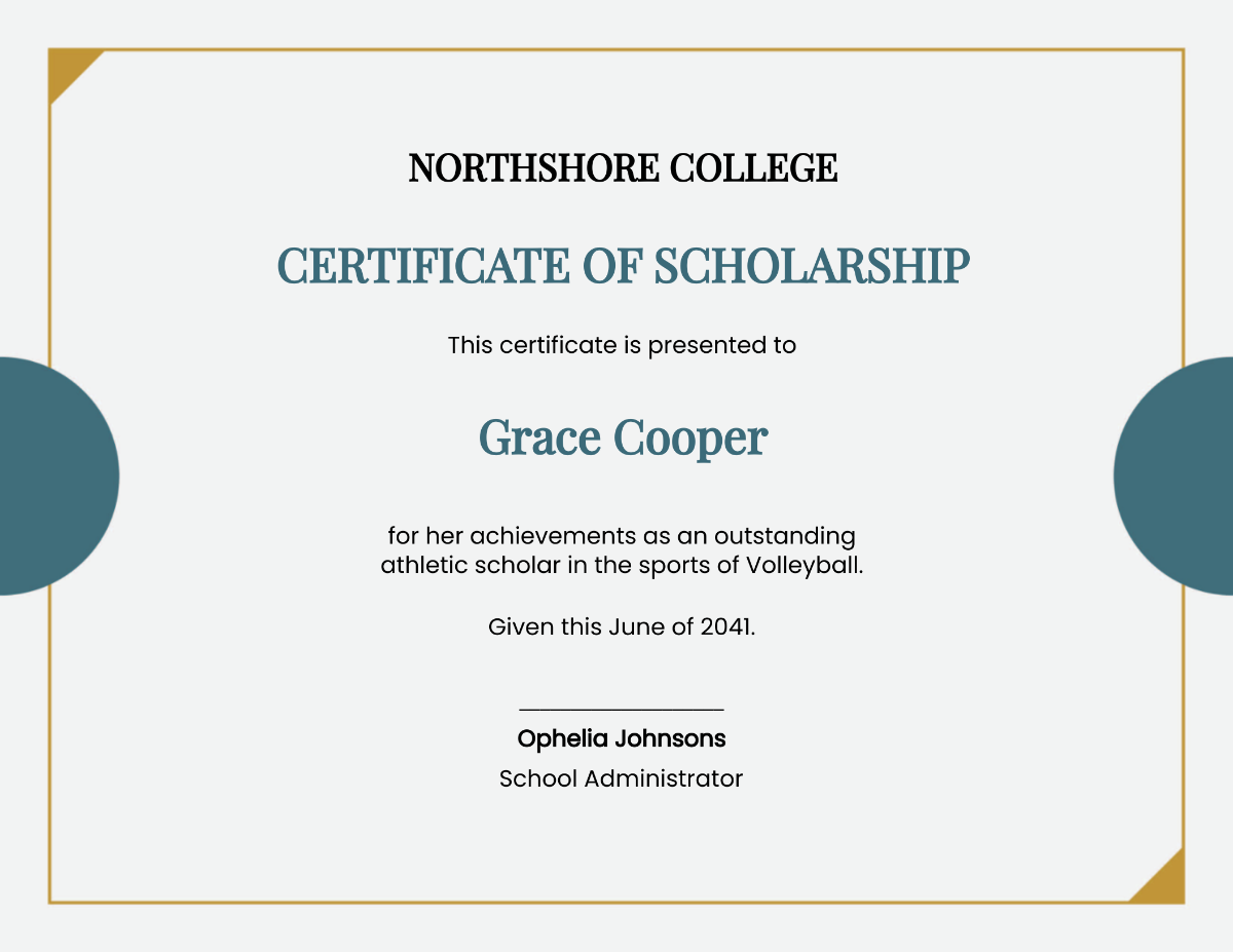College Scholarship Certificate Template