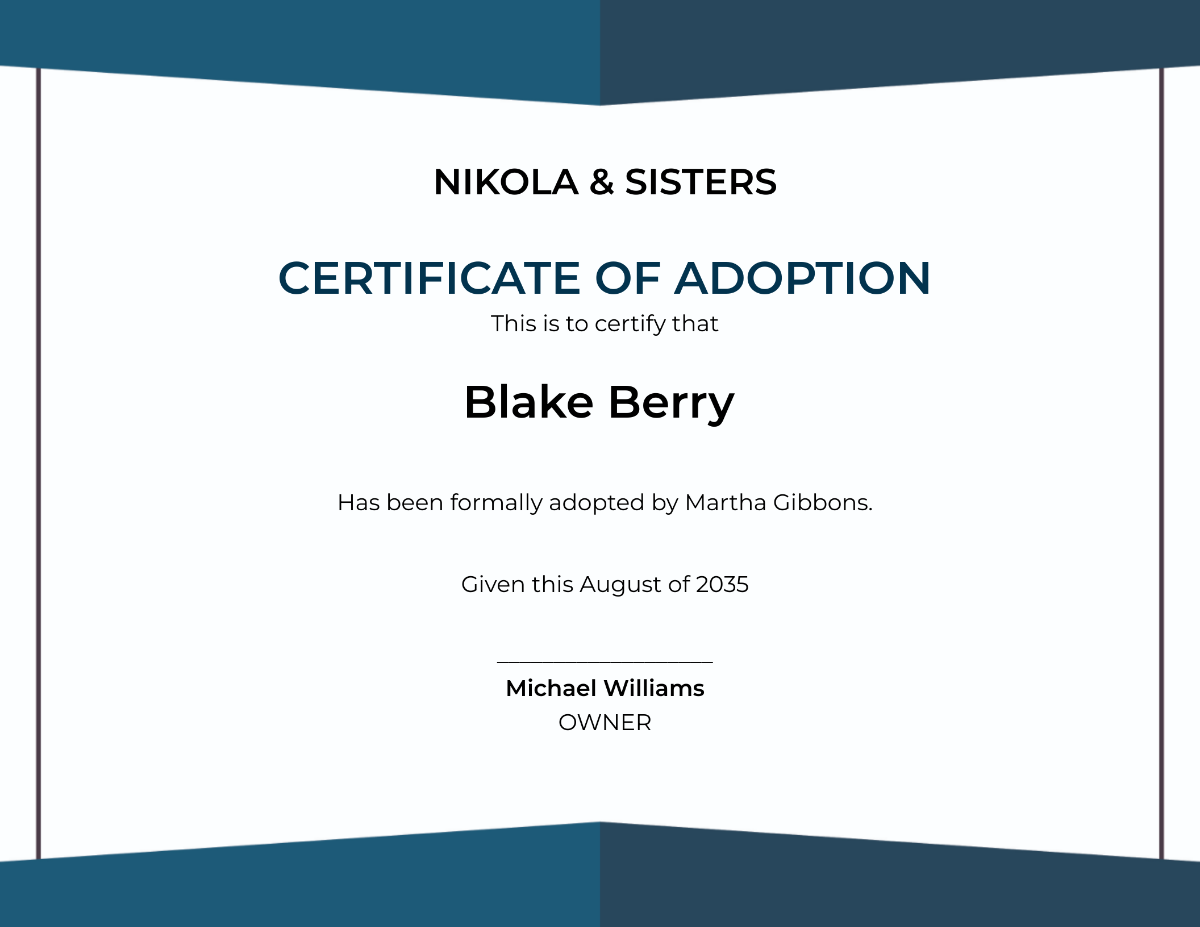 Human Adoption Certificate Template