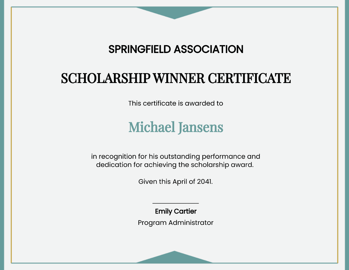 Scholarship Winner Certificate Template