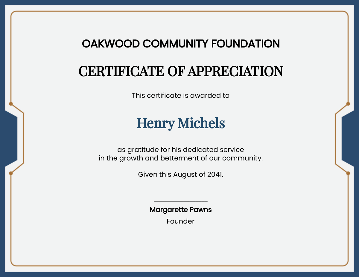 service certificate of appreciation Template