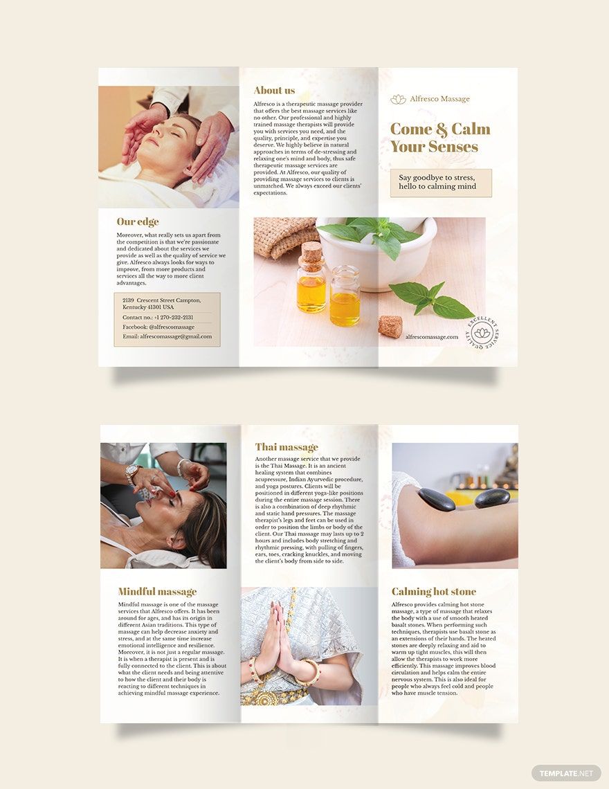 Massage Salon Tri-Fold Brochure Template