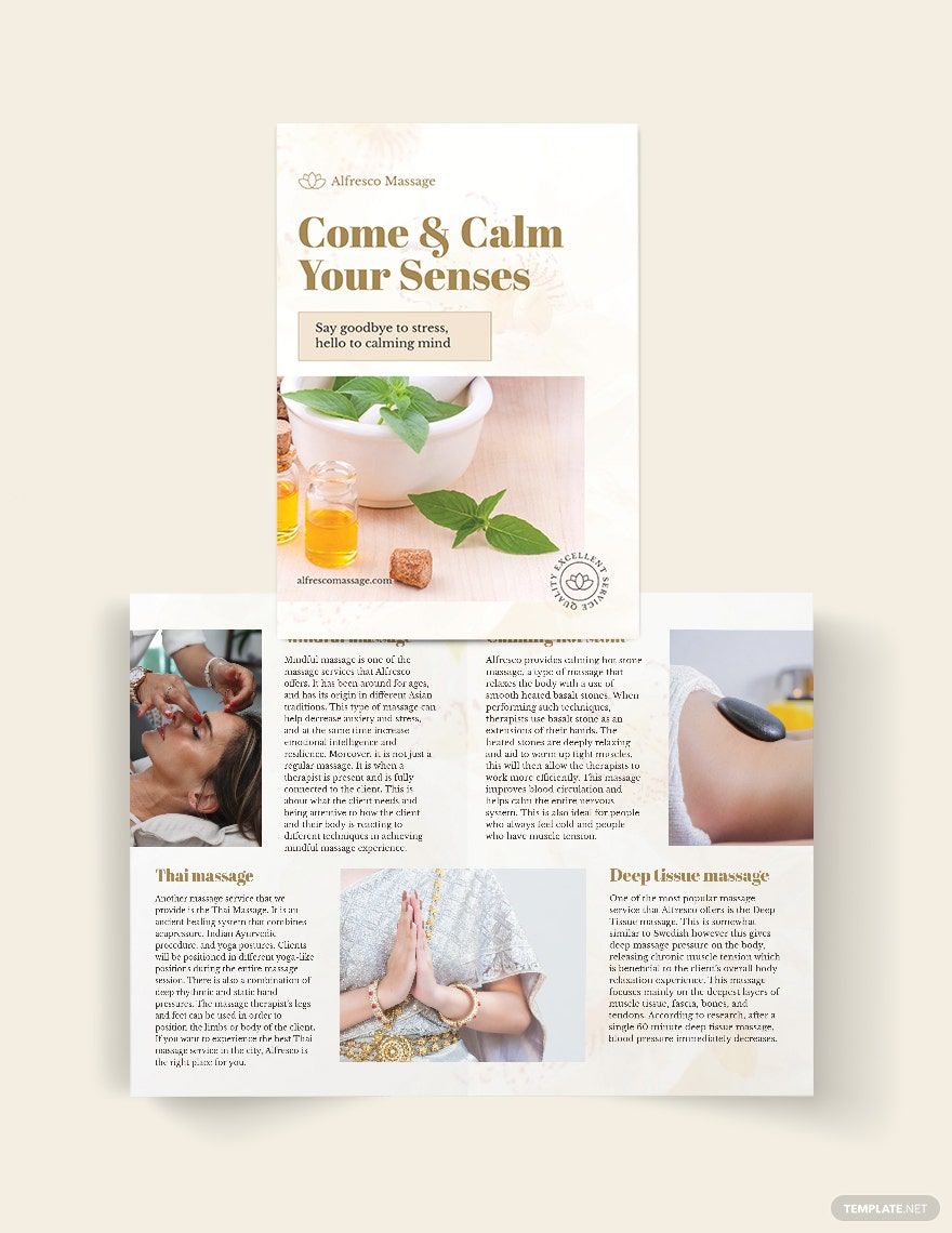 Massage Salon Bi-Fold Brochure Template