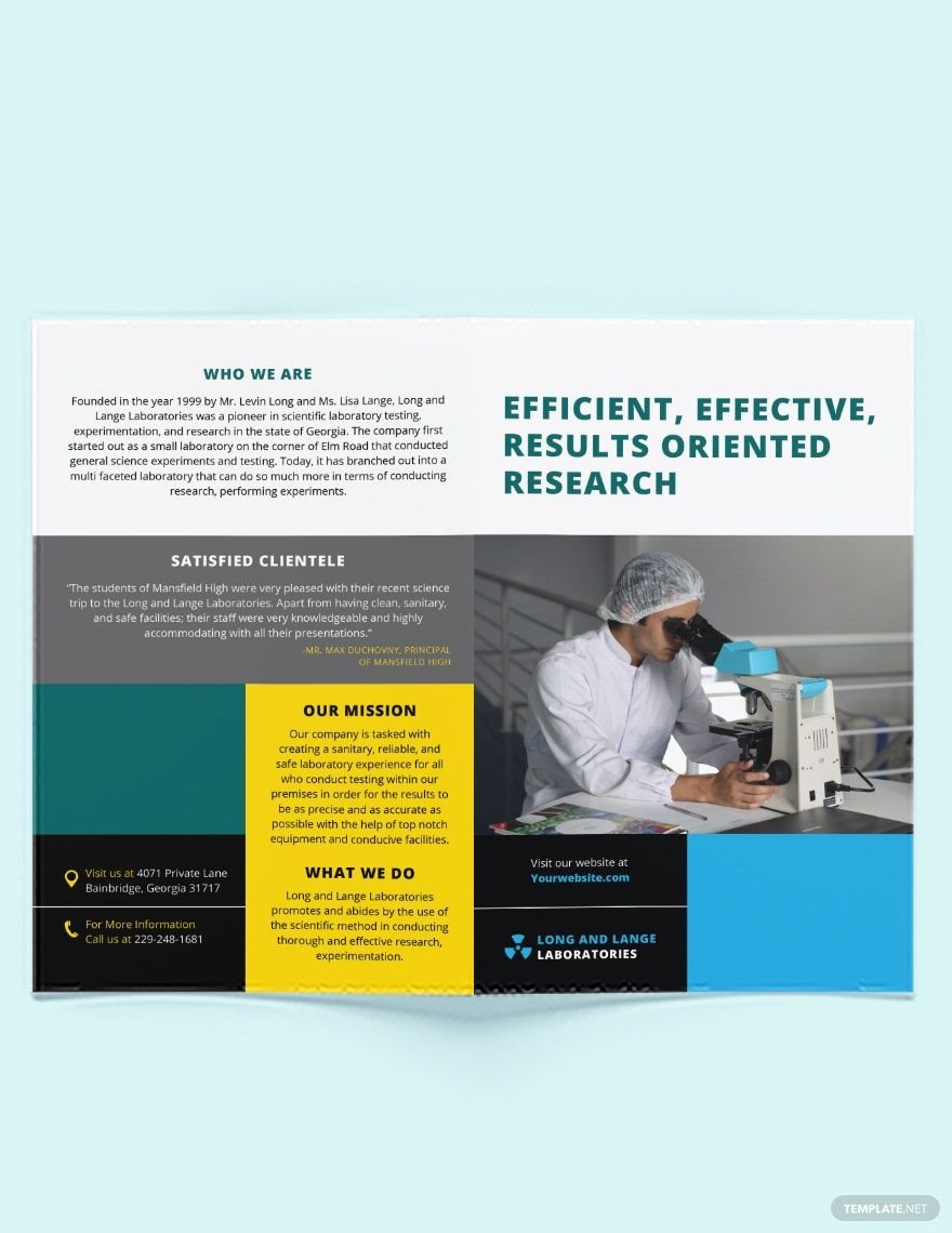 Science Bi Fold Brochure Template in InDesign PSD Illustrator