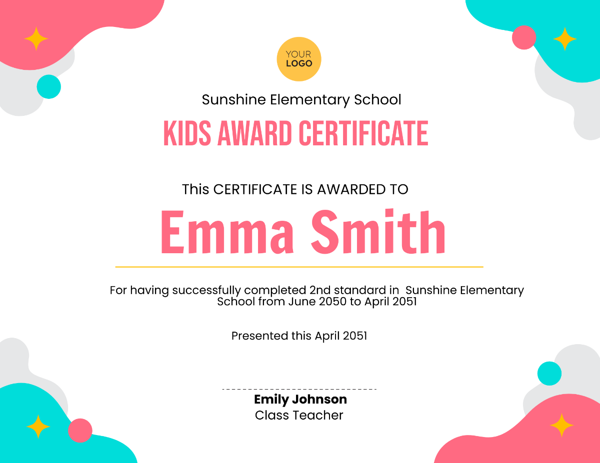 Certificate of Completion for Kids