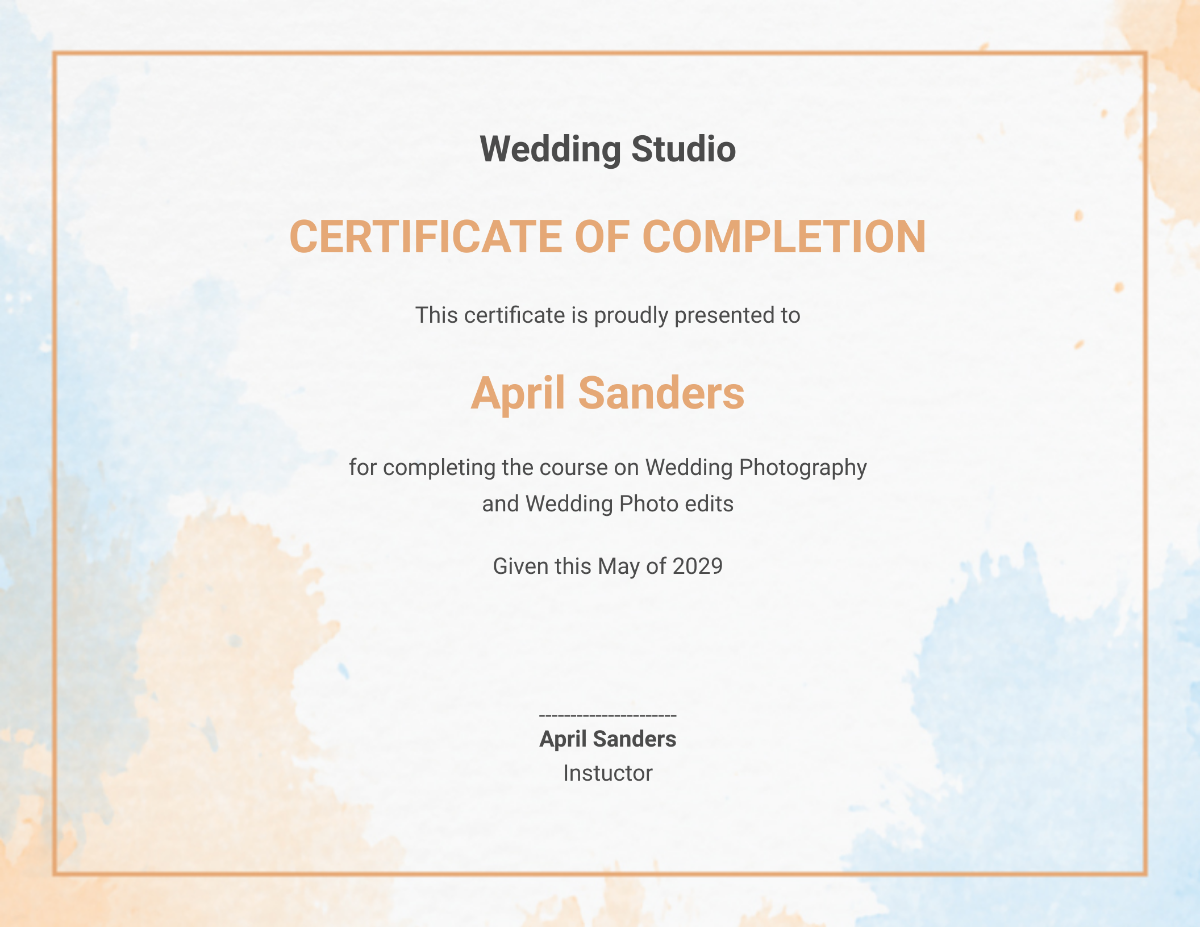 Wedding Photography Certificate Template - Edit Online & Download