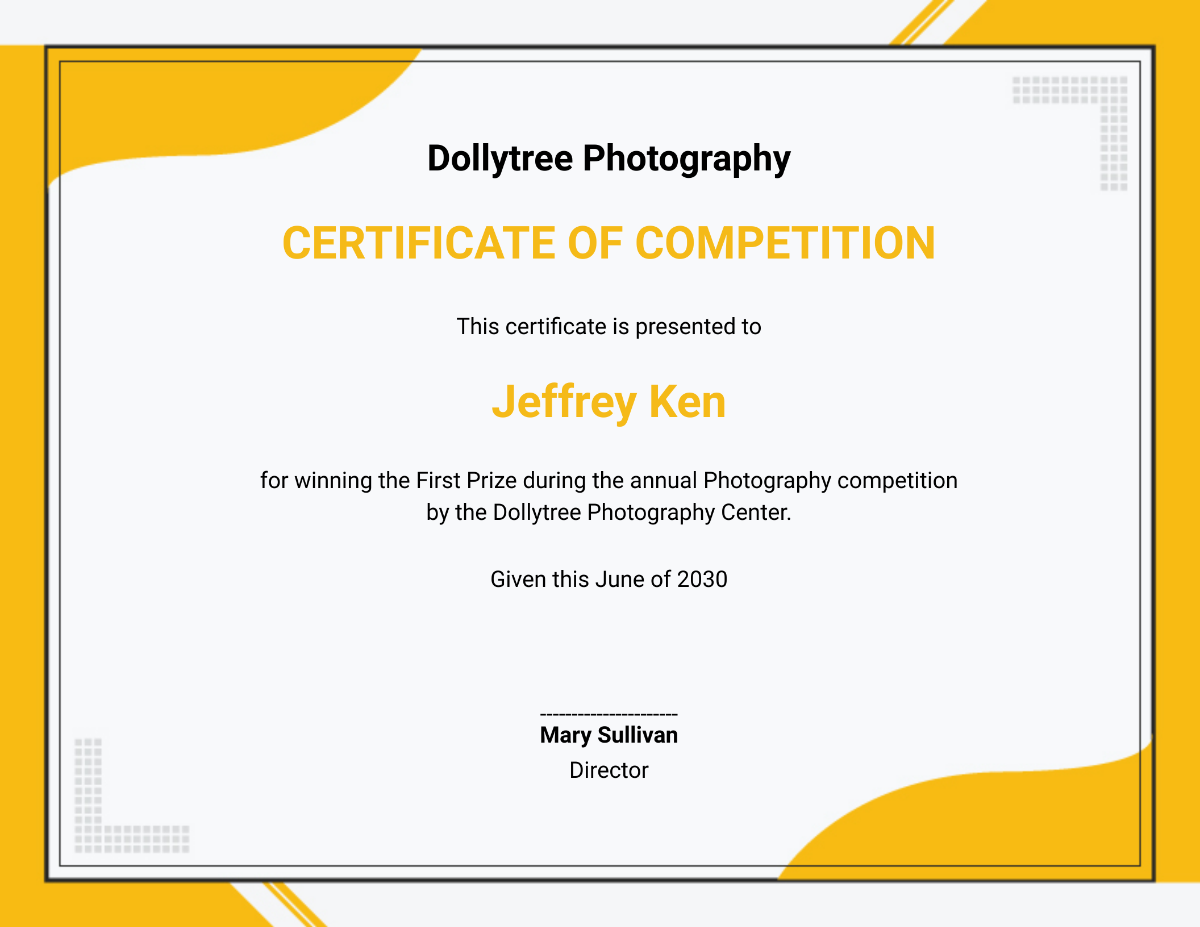 Certificate for Photography Competition