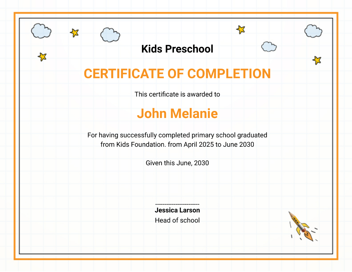 Preschool Graduation Ceremony Certificate
