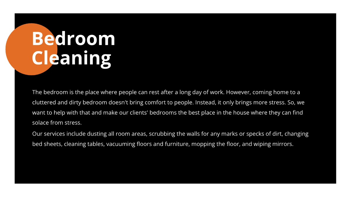 Free Sample Cleaning Services Presentation Template to Edit Online