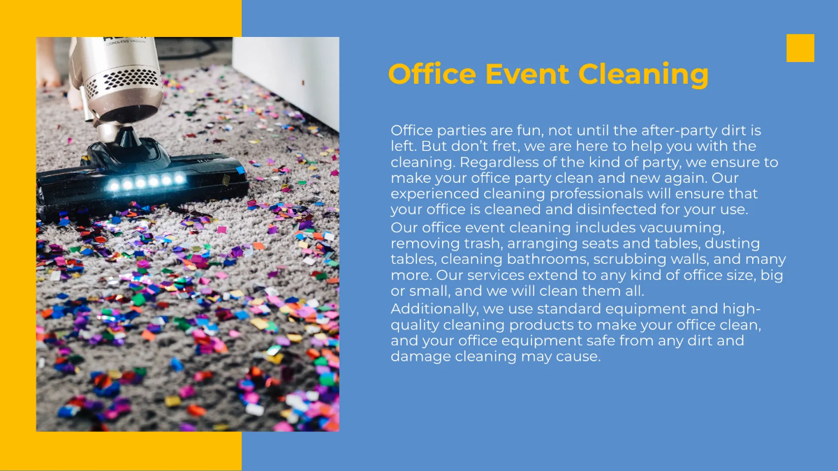 Free Office Cleaning Presentation Template to Edit Online