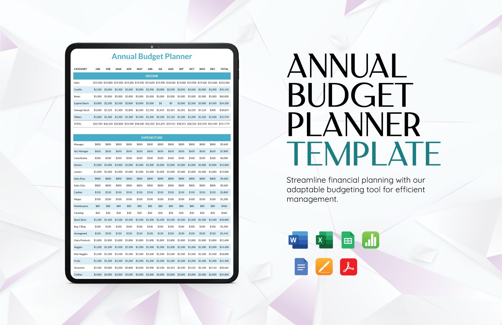 Annual Budget Planner Template in Word, Google Docs, Excel, PDF, Google Sheets, Apple Pages, Apple Numbers