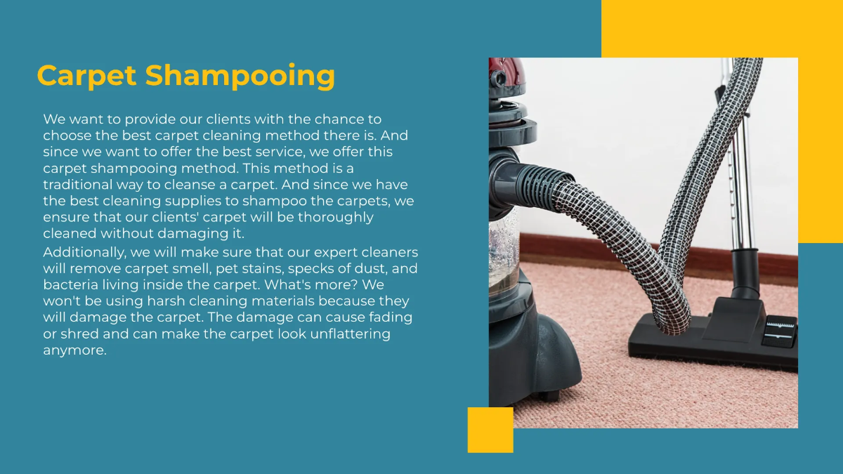 Free Carpet Cleaning Service Presentation Template to Edit Online