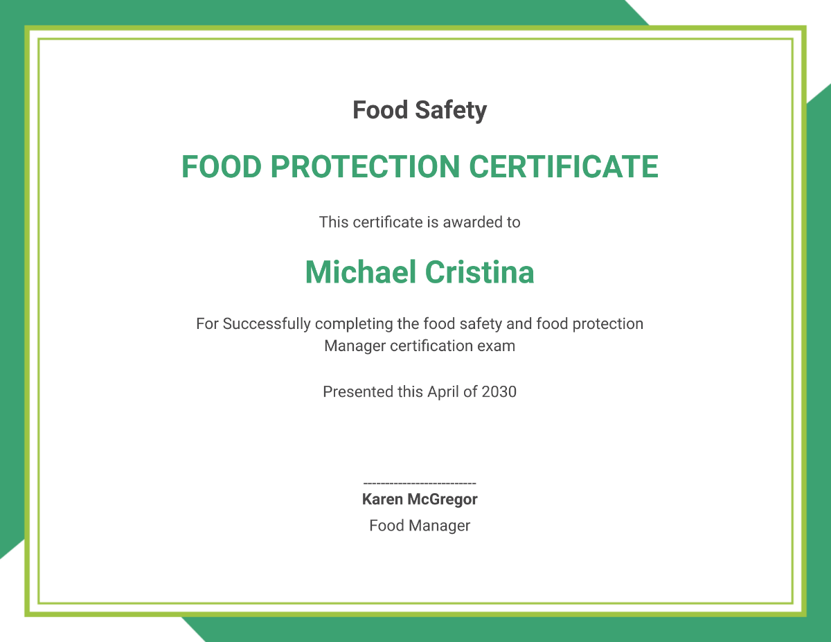 Food Protection Certificate
