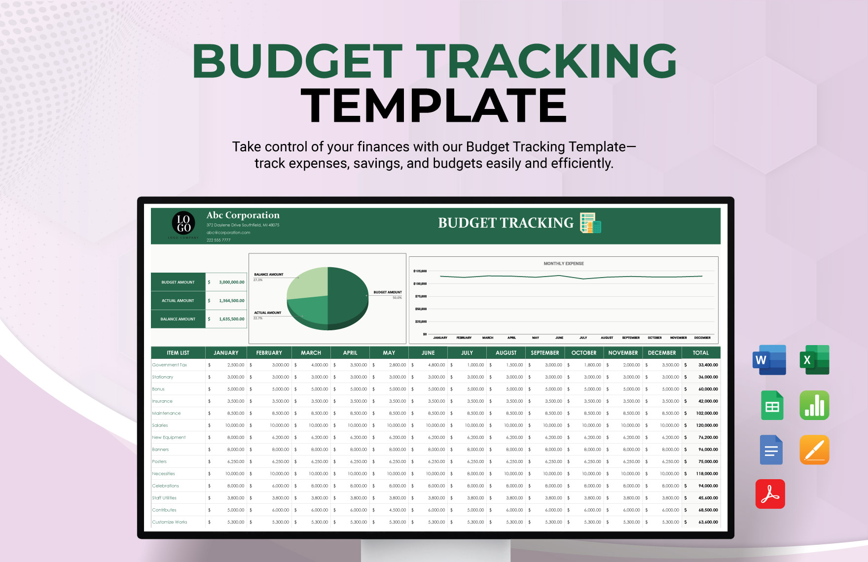 Budget Tracker Templates In Apple Number Imac FREE Download 