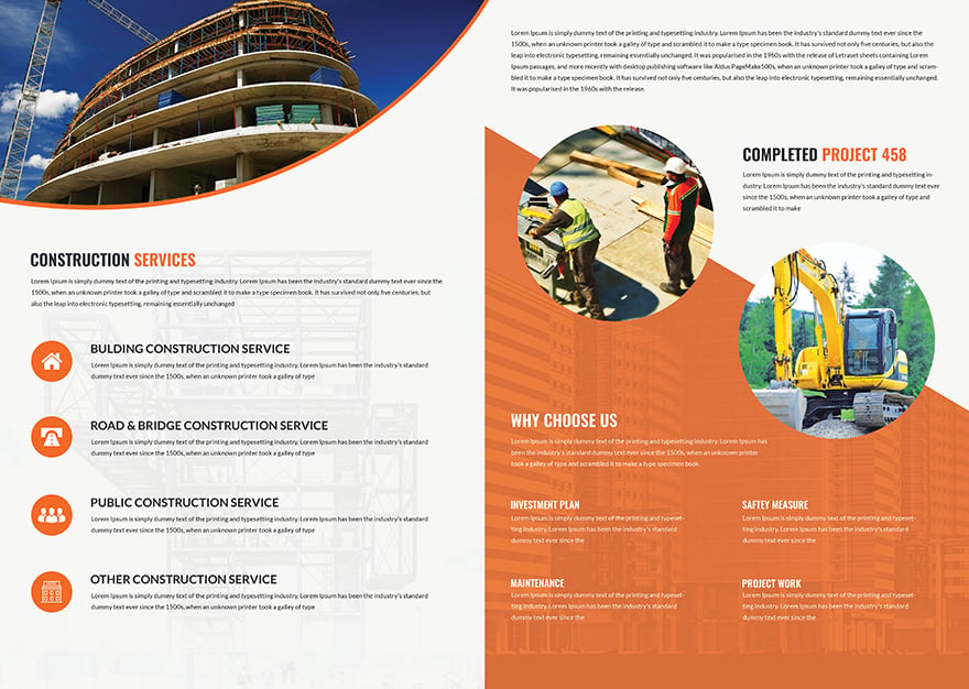 Free Construction Company BiFold Brochure Template