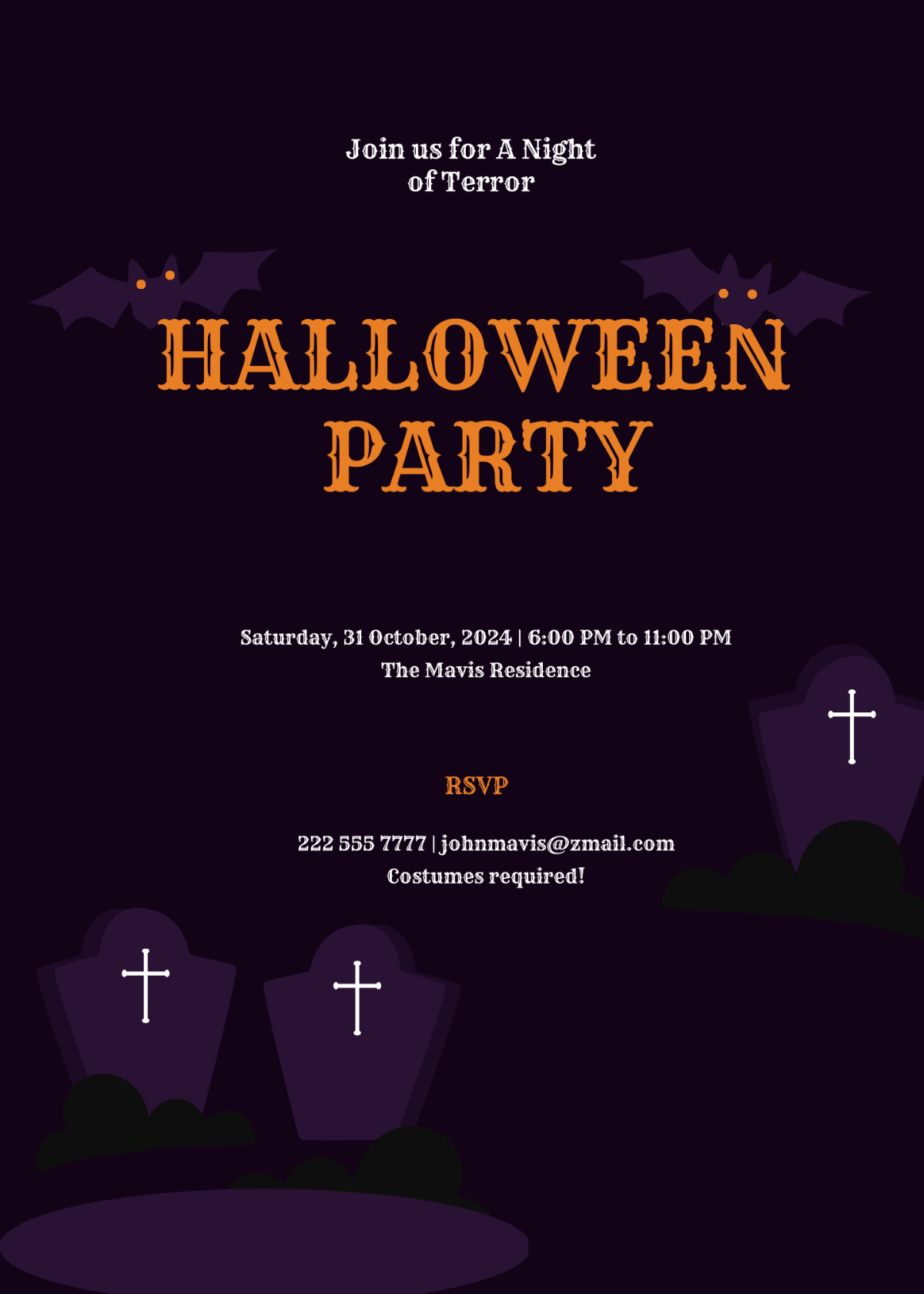 Scary Halloween Invitation Template - Edit Online & Download