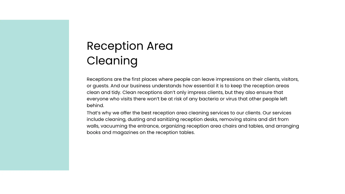 Free Janitorial Cleaning Services Presentation Template to Edit Online