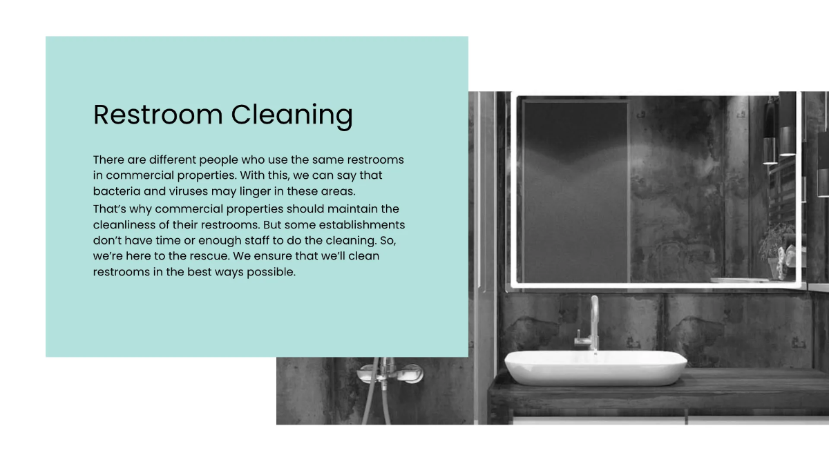 Free Janitorial Cleaning Services Presentation Template to Edit Online