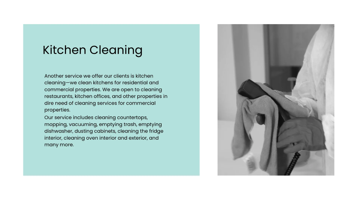 Free Janitorial Cleaning Services Presentation Template to Edit Online